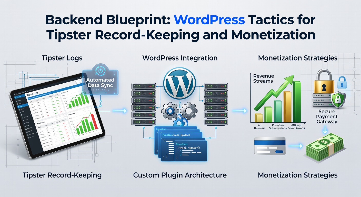 WordPress dashboard displaying custom tipster record tables with performance metrics and graphs