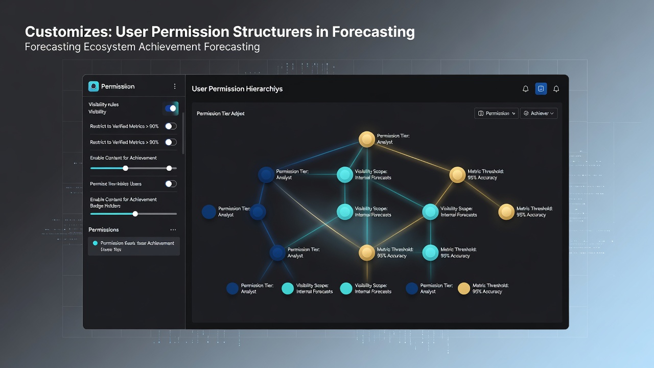 Diagram showing layered user permission structures tied to achievement metrics in a forecasting platform dashboard
