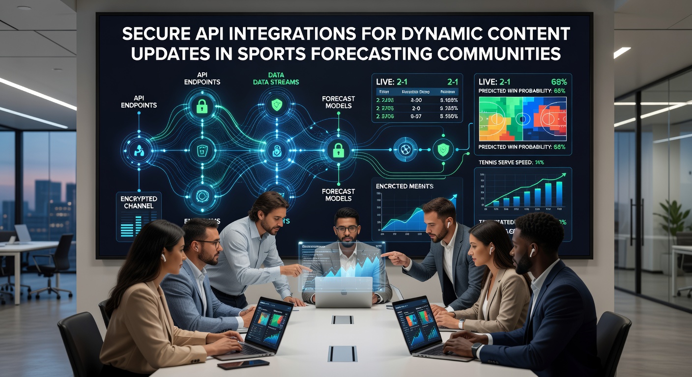 Secure API integration dashboard showing real-time sports data feeds and authentication layers for forecasting platforms