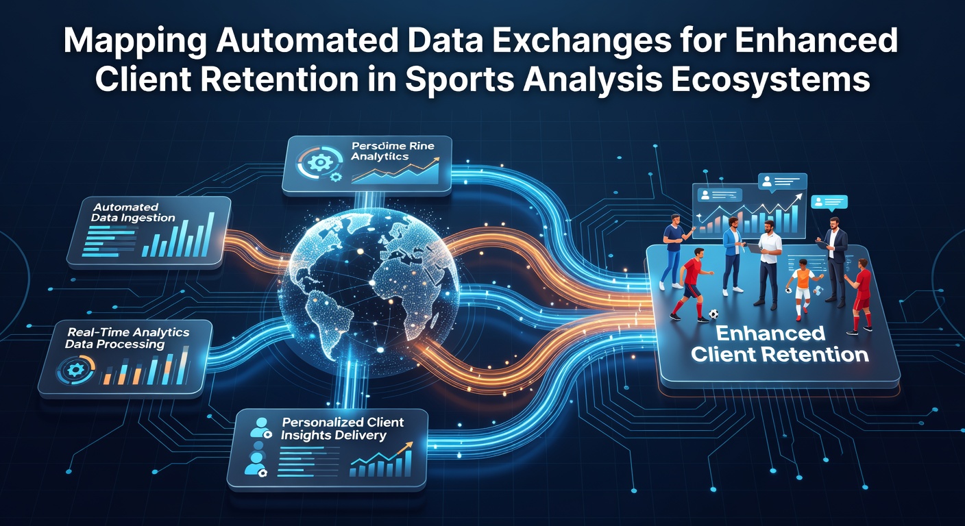 Diagram illustrating automated data exchange flows between sports analysis platforms and client retention tools