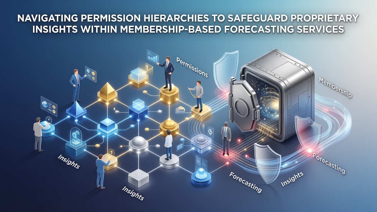 Diagram showing layered permission hierarchies in a membership forecasting platform with secure access controls