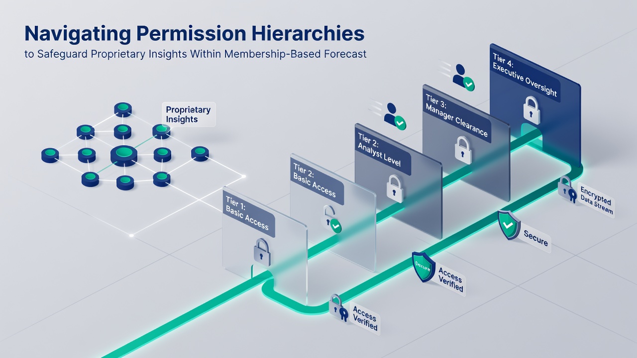 Illustration of secure data flow through permission layers in forecasting service architecture