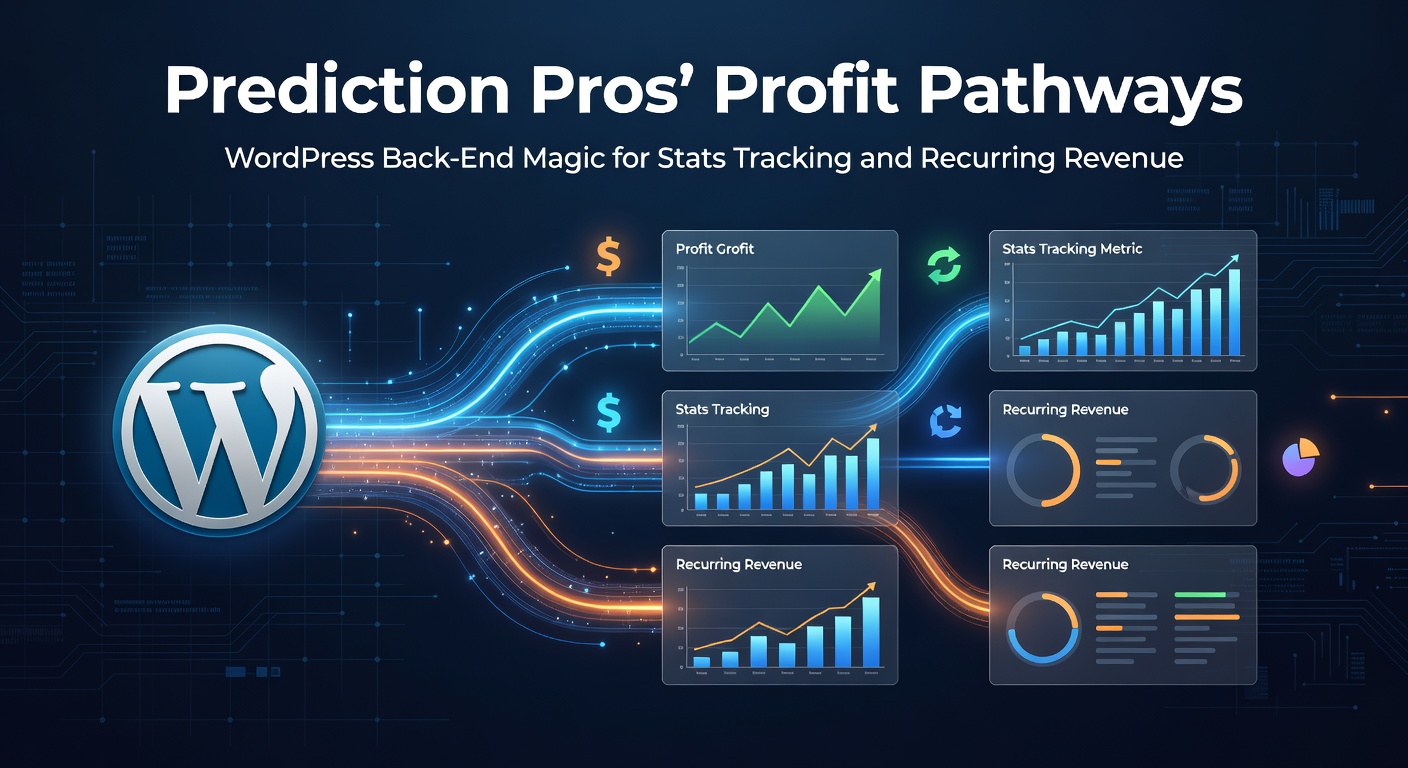 WordPress back-end interface displaying prediction stats graphs and subscription metrics for tipster platforms