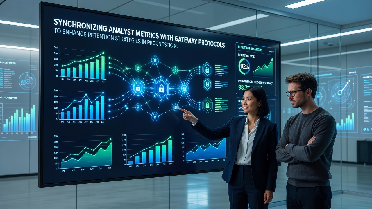 Screenshot of a network dashboard displaying synchronized analyst metrics flowing through gateway protocol layers